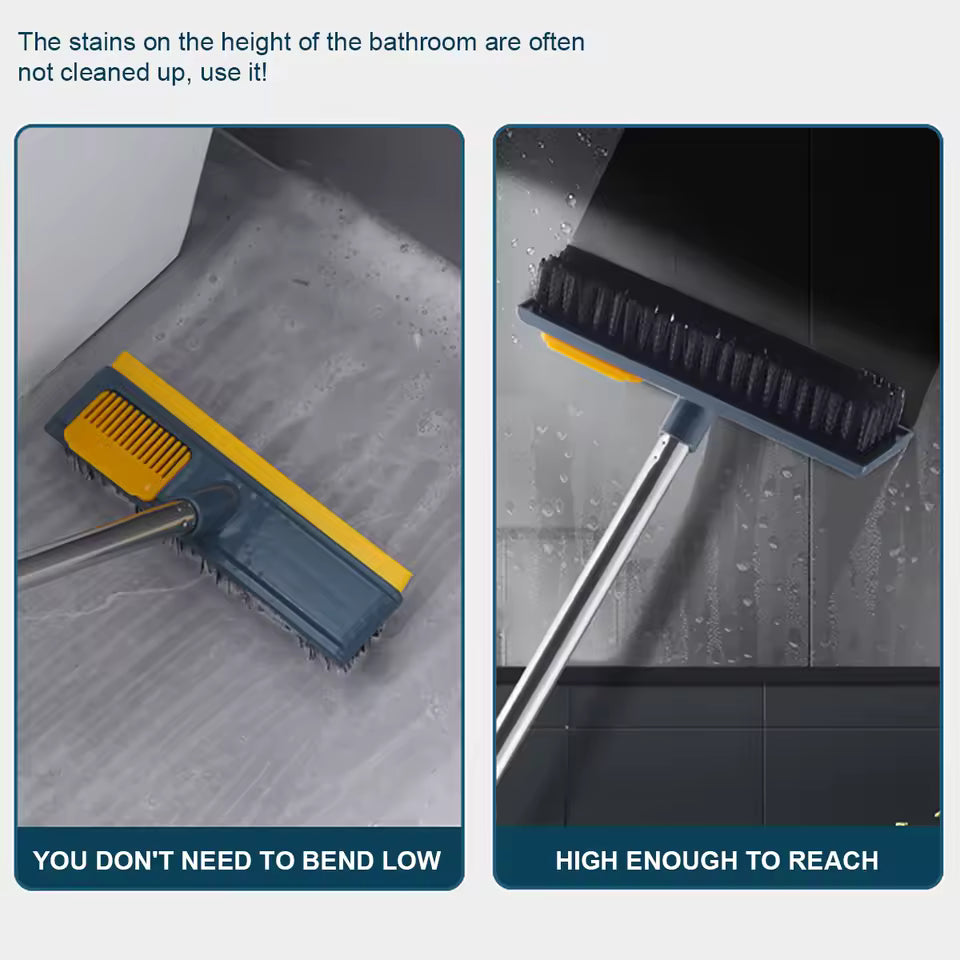 Clarify.pk long handle floor cleaning brush with sturdy bristles and scraper for easy bathroom floor and wall cleaning
