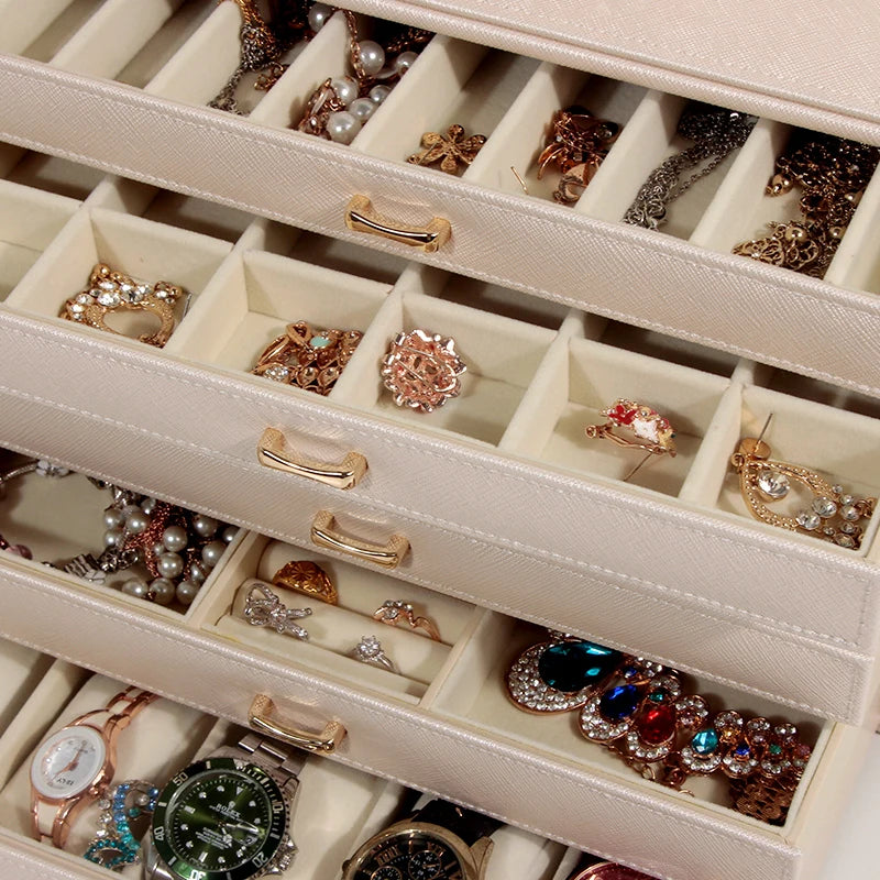 Clarify.pk 5 layer fashion jewelry storage box with multiple compartments for rings necklaces and watches