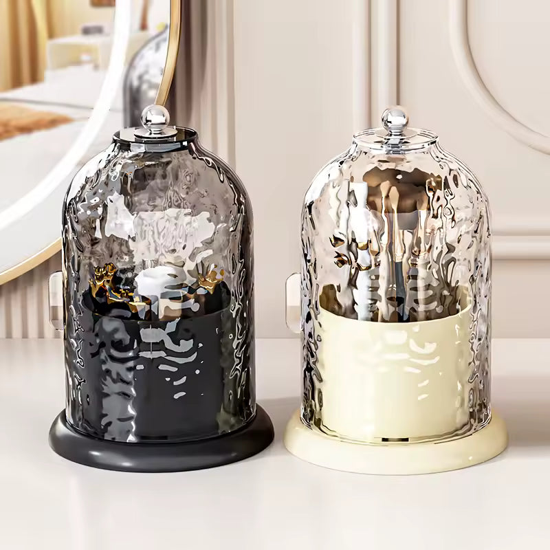 Clarify.pk luxury cosmetics storage box set with black and white glass domes for elegant makeup organization