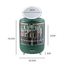 Clarify.pk luxury makeup organizer with LED mirror green desktop storage box with multiple compartments