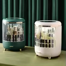 Clarify.pk luxury makeup organizer with LED mirror desktop storage box in green and white