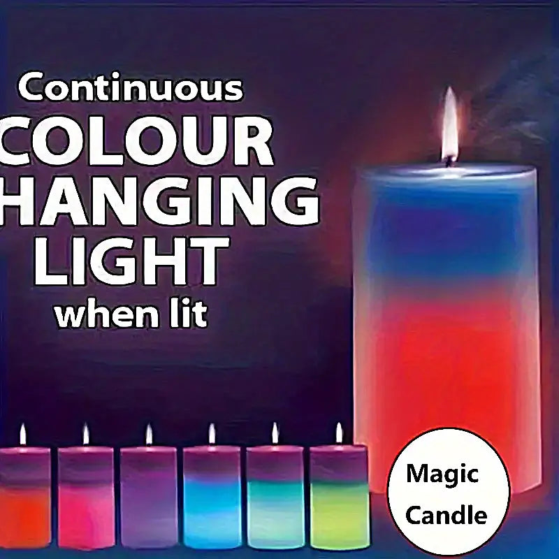 Clarify.pk magic wax mood candle with continuous color changing light when lit and glowing in multiple colors