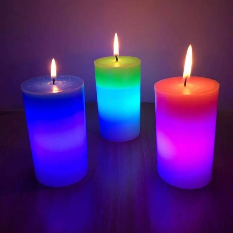 Clarify.pk magic wax mood candle set with vibrant multicolor glowing candles for ambiance