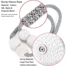Clarify.pk magnetic curtain holders pack of 2 with sturdy weave rope and strong magnets for stylish curtain tiebacks