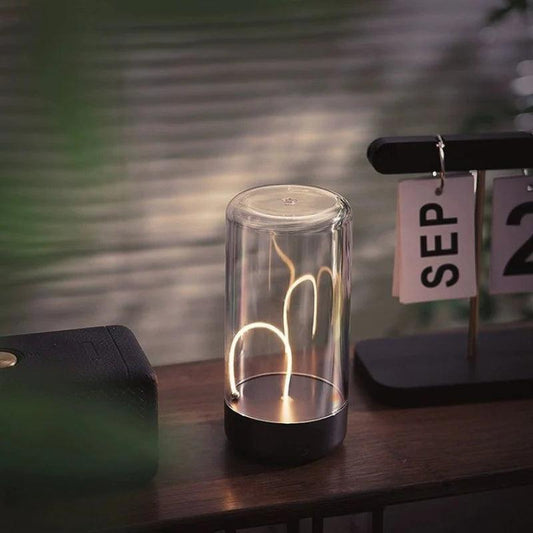 Clarify.pk Magnetic LED Desk Light with modern glass design and warm ambient lighting on wooden surface