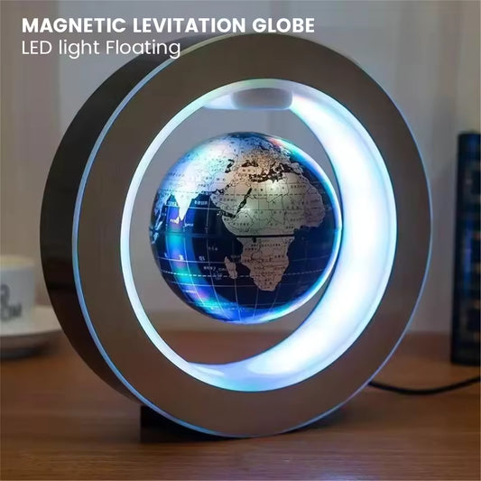 Clarify.pk magnetic levitation globe lamp with LED light floating feature on wooden table