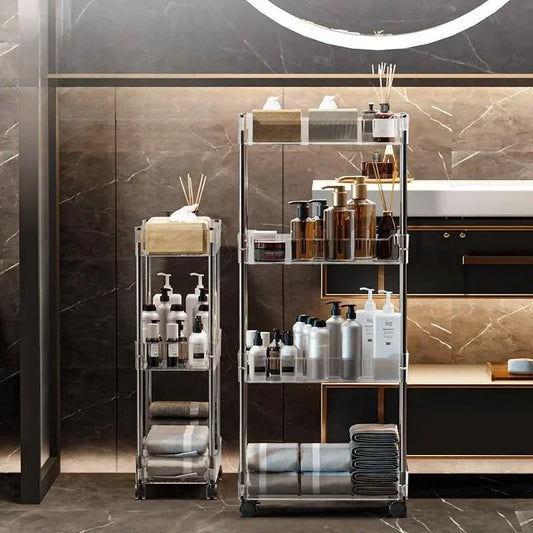Luxury Acrylic 4-Tier Trolley – Multi-Purpose Storage Organizer with Wheels KT