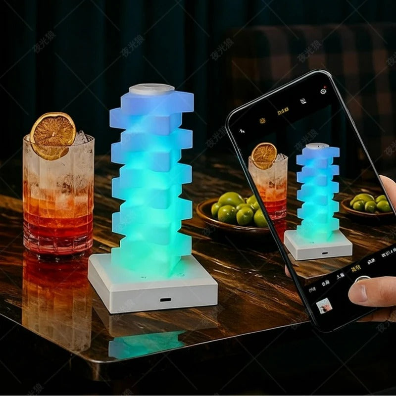 Triangle Cube Atmosphere Lamp – RGB Multi-Colour Rechargeable Desk Light KT