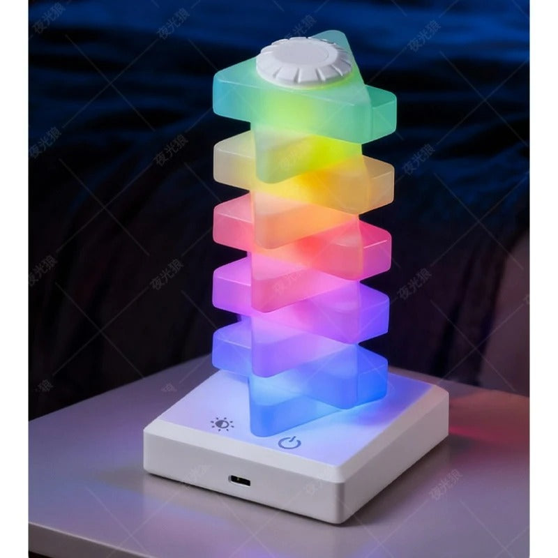 Triangle Cube Atmosphere Lamp – RGB Multi-Colour Rechargeable Desk Light KT