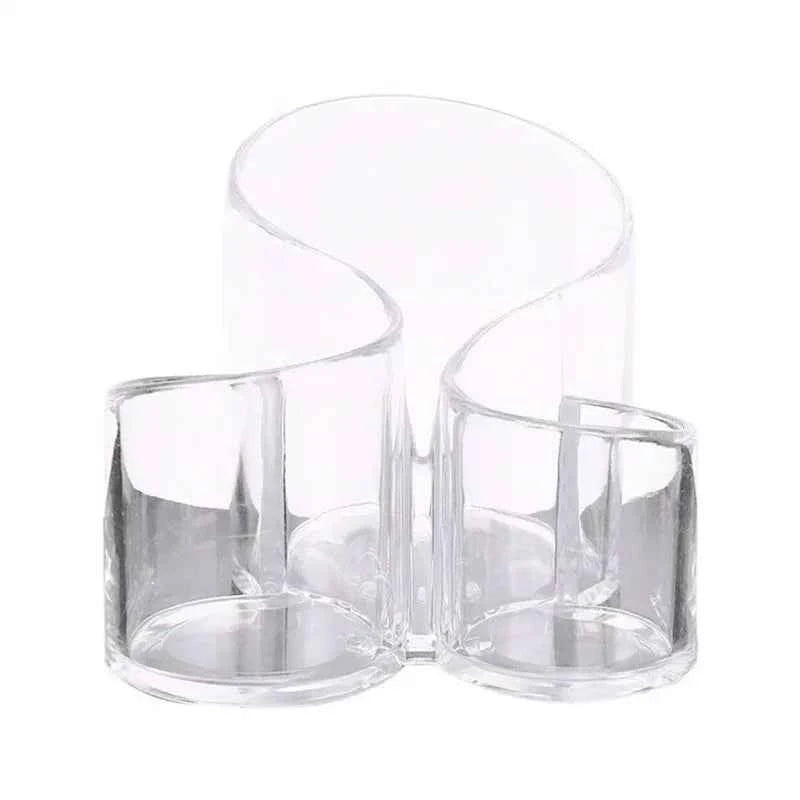Stylish makeup brush holder acrylic with three compartments for organized storage