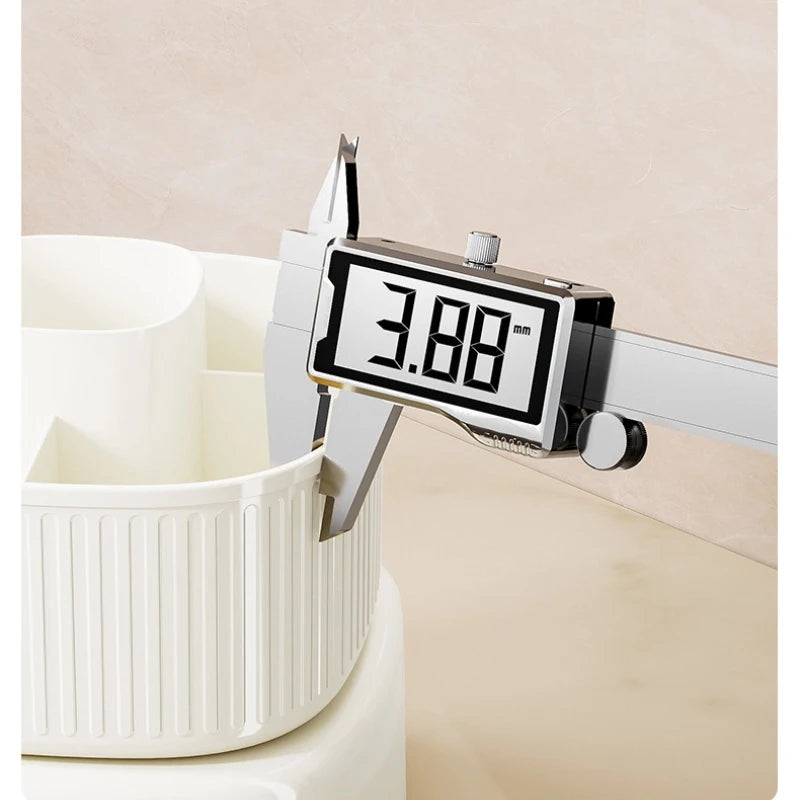 Clarify.pk digital caliper measuring white makeup brush storage box with compartments