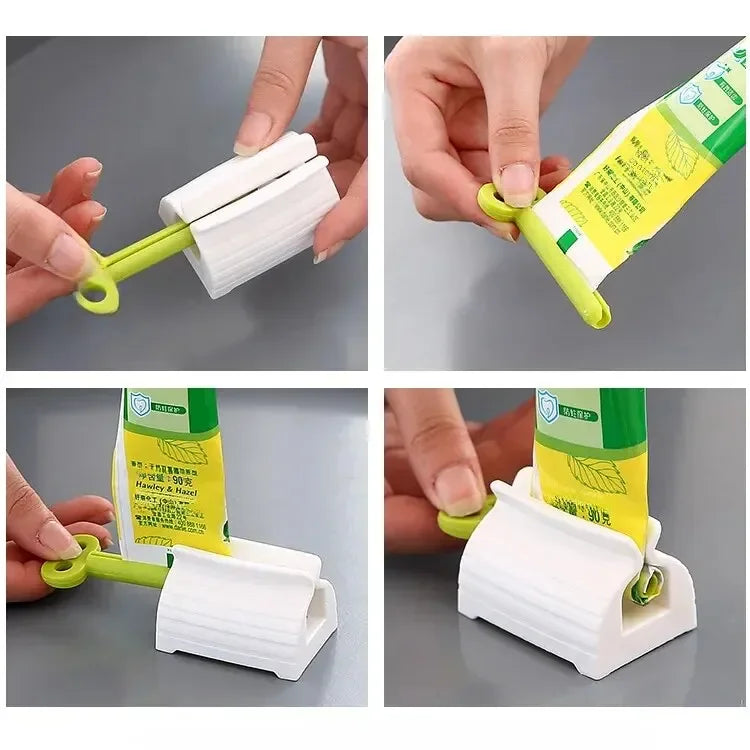Manual toothpaste squeezer in use for efficiently squeezing toothpaste from the tube with easy grip handle