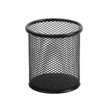 Black circular mesh pen organizer by Clarify.pk for desktop organization and office use