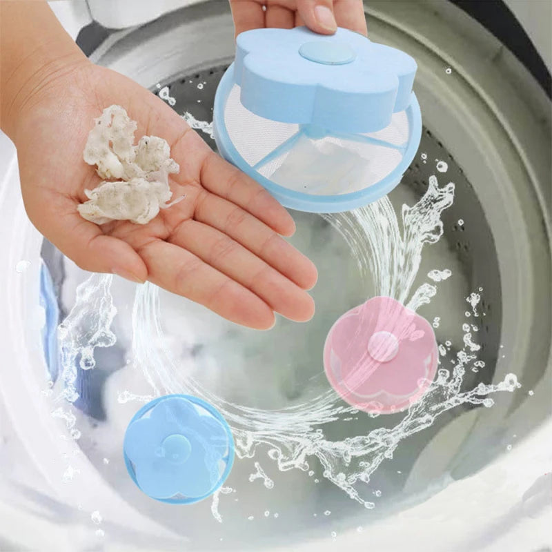 Clarify.pk mesh filter laundry bag for washing machine with blue and pink laundry balls removing lint
