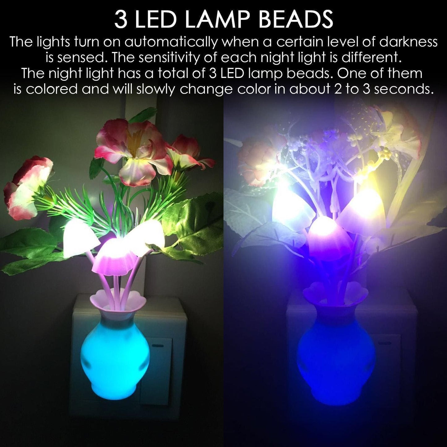 Clarify.pk mini LED night lamp featuring 3 LED lamp beads with color-changing light and floral design