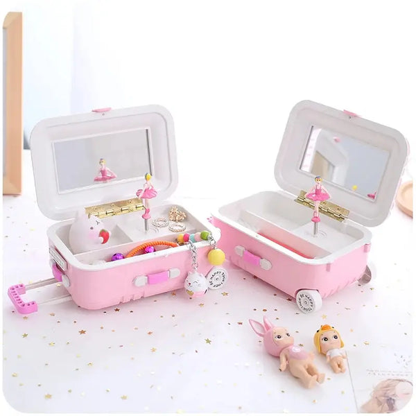 Clarify.pk pink mini musical jewelry box with ballerina, mirror, and storage for rings and bracelets