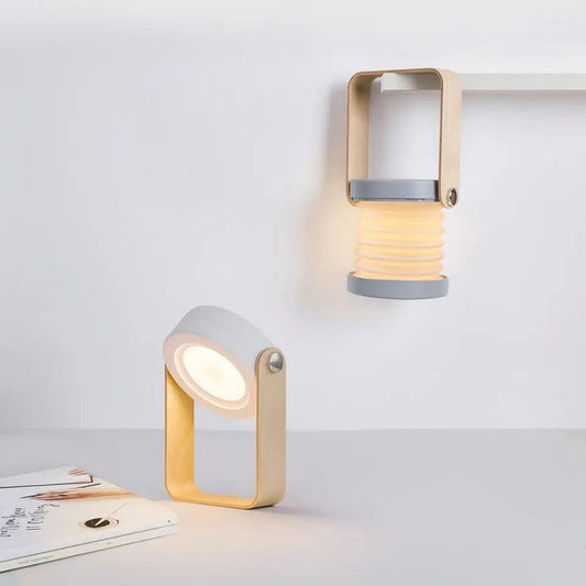 Clarify.pk foldable LED table lamp with modern wooden frame and adjustable lighting for versatile use