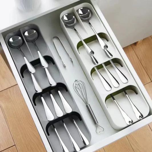 Clarify.pk kitchen organizer utensil tray for spoons and forks neatly arranging silverware in drawer