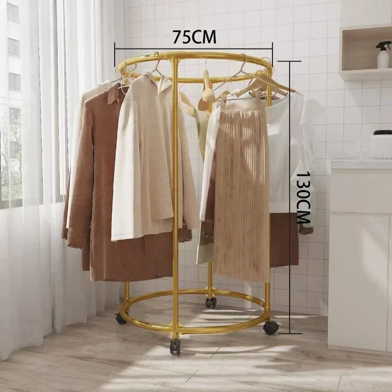 Clarify.pk multi functional coat hanger for clothes in gold with wheels holding coats and pants