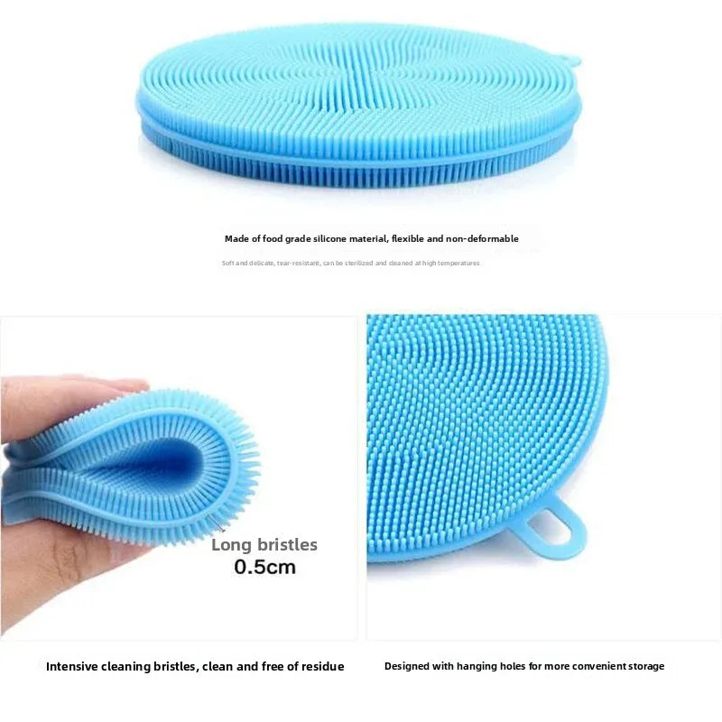 Clarify.pk blue multi-functional kitchen scrubber with long bristles and hanging hole for easy storage