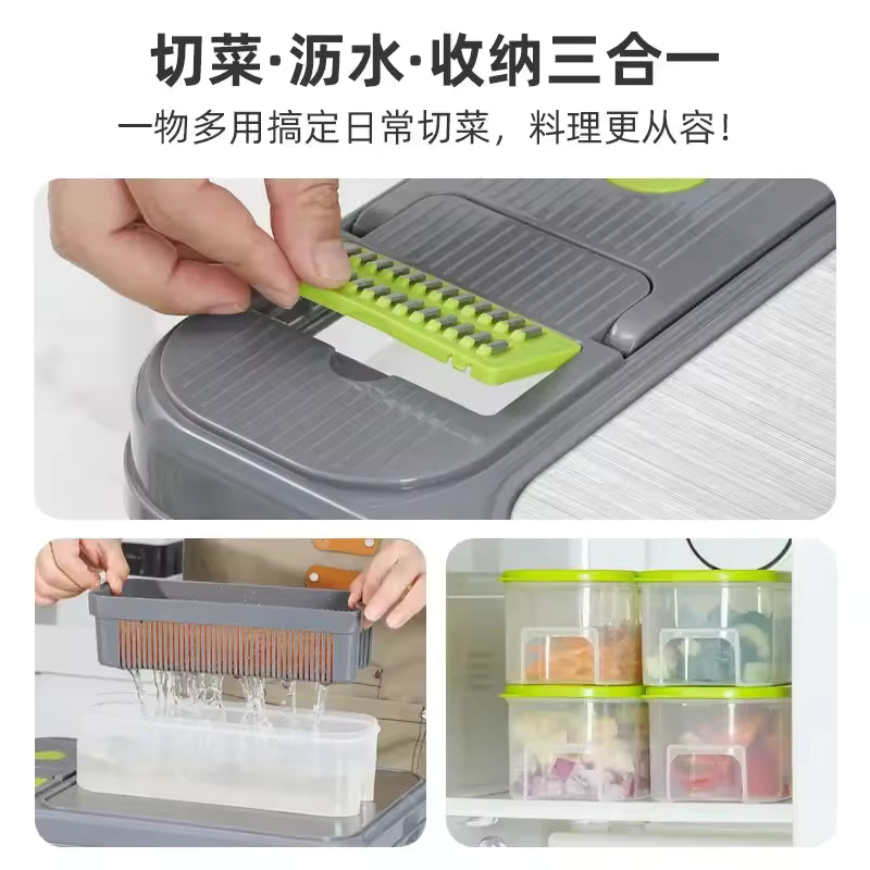 Clarify.pk multi functional vegetable slicer with detachable grater and water draining feature