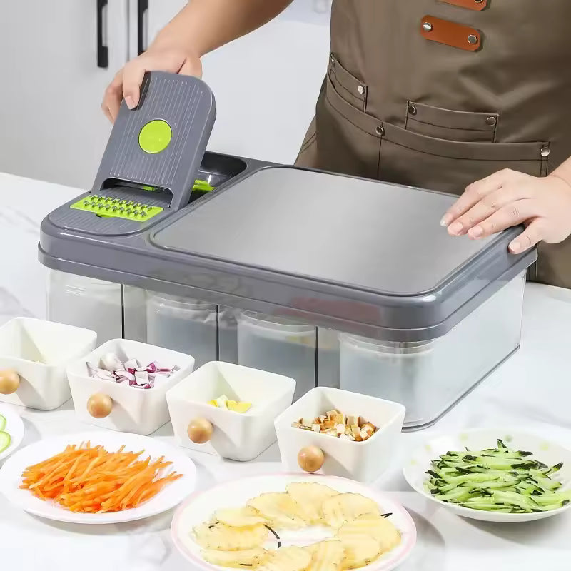 Clarify.pk multi functional vegetable slicer grater with multiple containers for sorting sliced vegetables