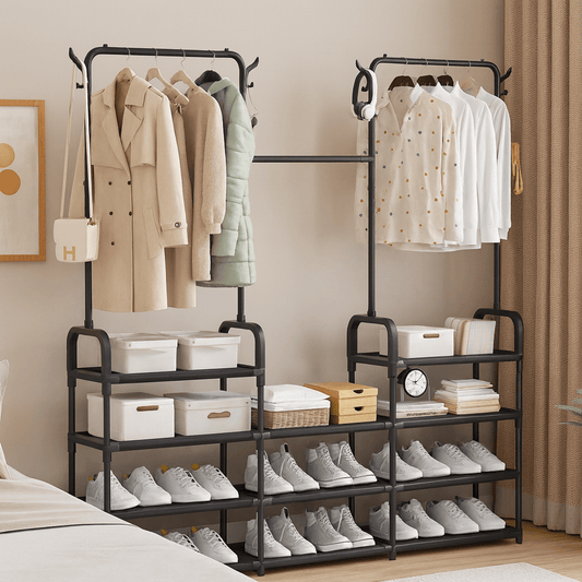 Multi - Purpose Shoe & Clothes Rack – Space - Saving Organizer - Clarify.pk