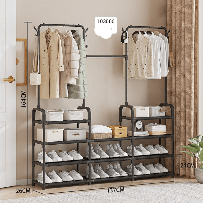 Multi - Purpose Shoe & Clothes Rack – Space - Saving Organizer - Clarify.pk