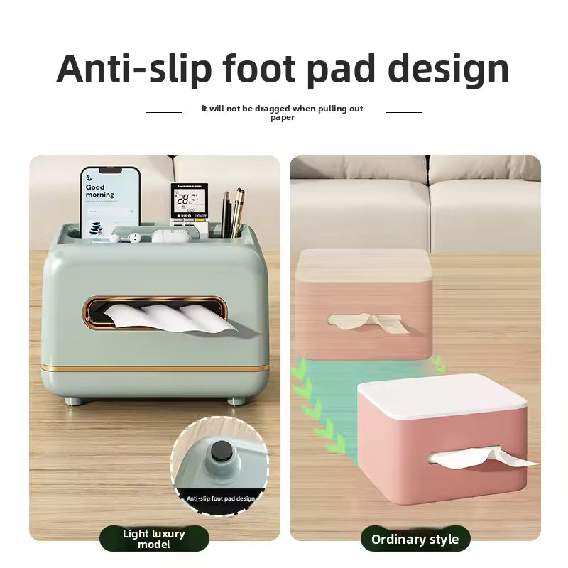 Clarify.pk multifunction desktop organizer with anti-slip foot pad design holding phone and pens in light luxury model