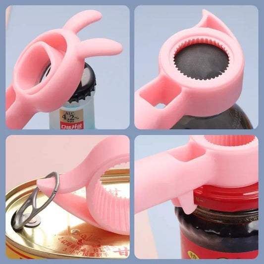 Clarify pk pink 4 In 1 Beer Bottle Opener with multifunctional design for bottles, cans, and caps