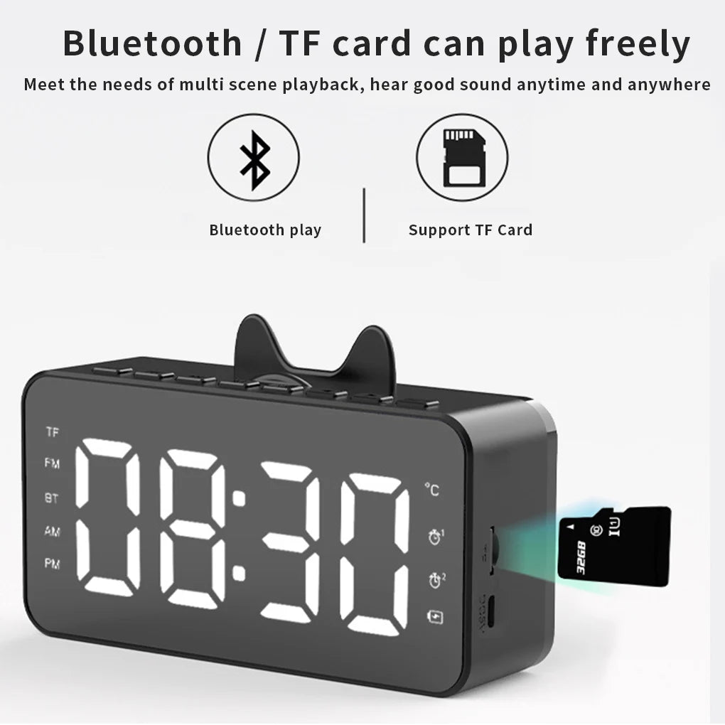 Clarify.pk multifunctional alarm clock with Bluetooth and TF card support for versatile playback