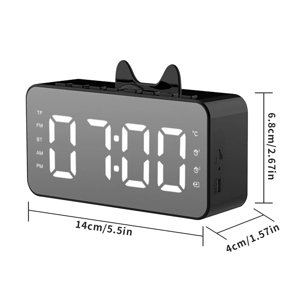Clarify multifunctional alarm clock with large digital display and compact design in black