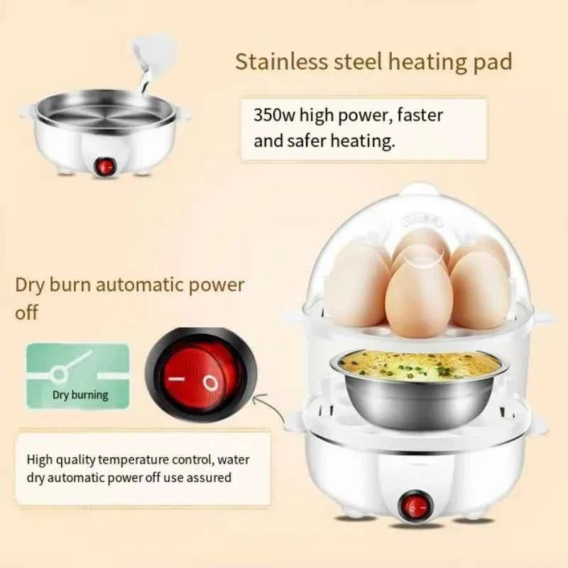 Multifunctional egg boiler with stainless steel heating pad and automatic power off for safe cooking