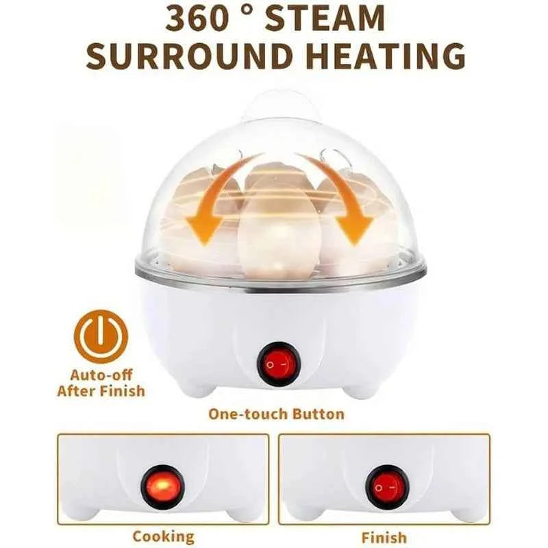 Clarify.pk multifunctional egg boiler with 360 degree steam heating and one-touch button for easy cooking