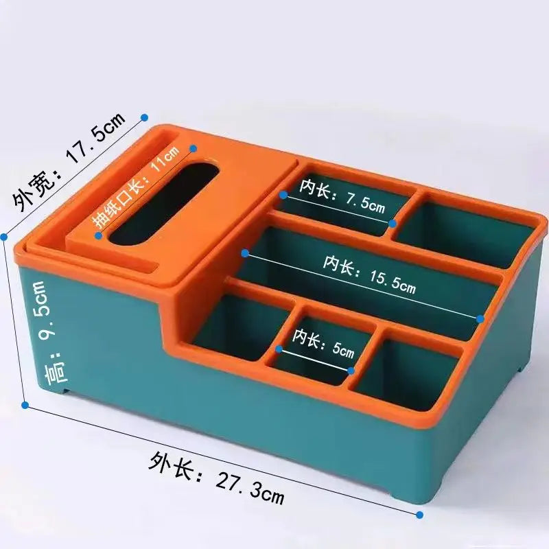 Clarify.pk multifunctional organizer for desk with multiple compartments in orange and teal