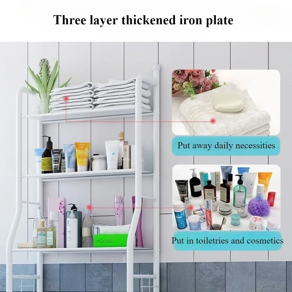 Clarify.pk multifunctional toilet rack with three-layer thickened iron plate holding towels and toiletries