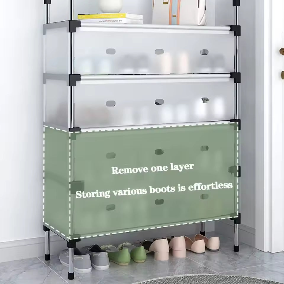 Clarify.pk multilayer dustproof shoes rack with transparent compartments and storage for boots and shoes