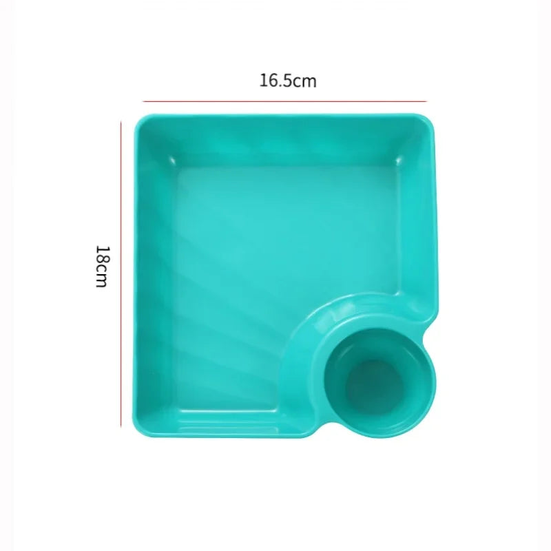 Clarify.pk teal dumpling plate multipurpose snack plates with sauce compartment square design