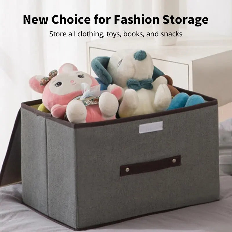 Gray Clarify.pk non woven storage box filled with plush toys for organizing clothes and toys
