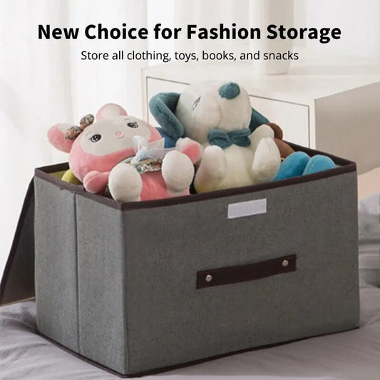 Gray Clarify.pk non woven storage box filled with plush toys for organizing clothes and toys