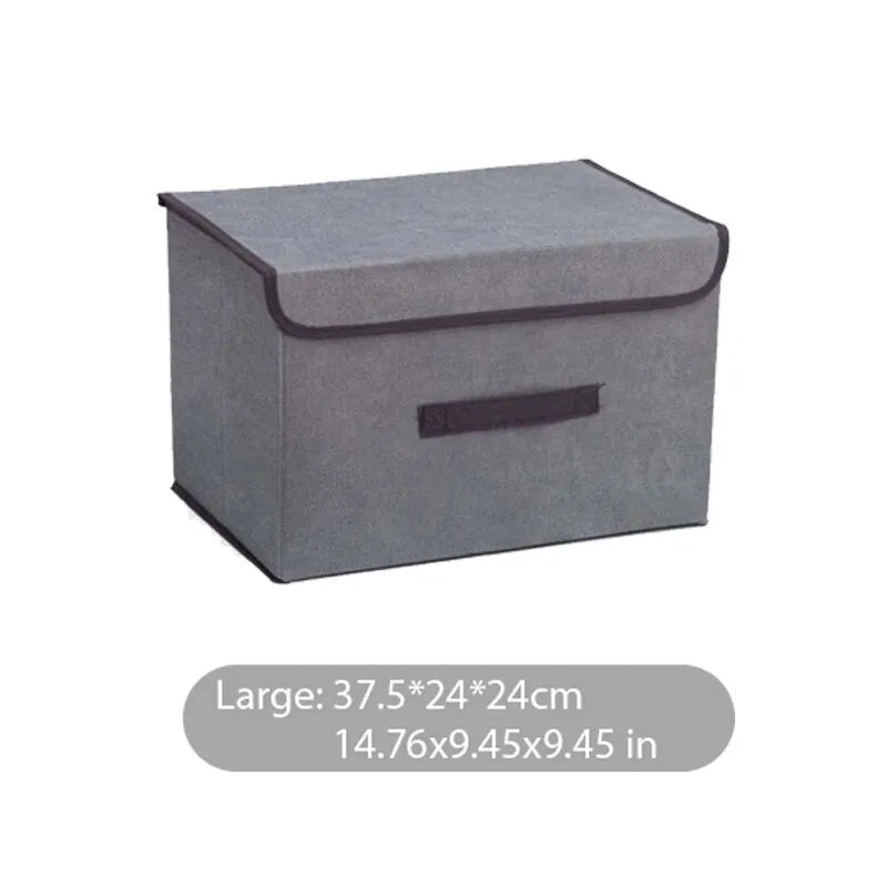 Grey large non woven storage box with lid and handle by Clarify.pk for organized storage