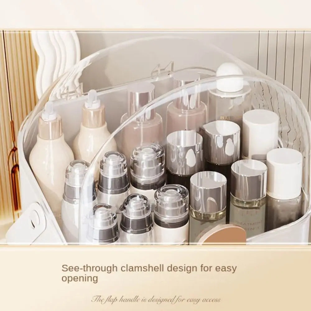 layered waterproof cosmetics box clear clamshell organizer with tiered compartments holding bottles