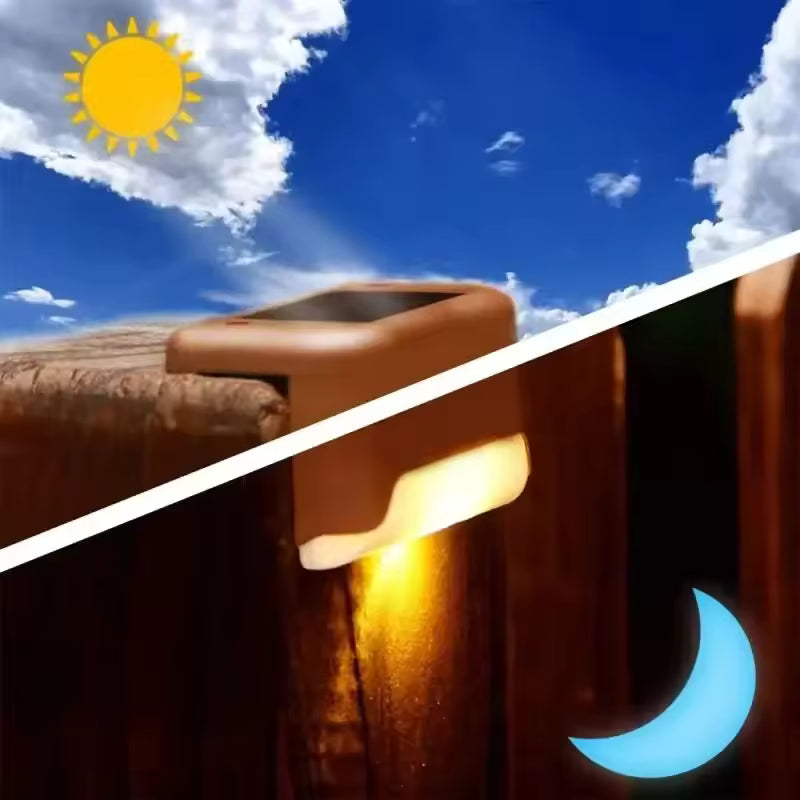 Clarify.pk pack of 4 solar led staircase lights outdoor showing day charging and night lighting