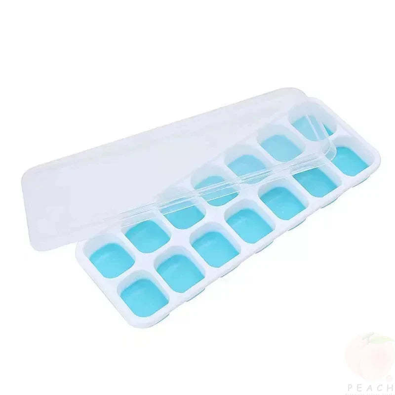 Clarify.pk 14 grid silicone ice cube mold with blue flexible trays and transparent lid