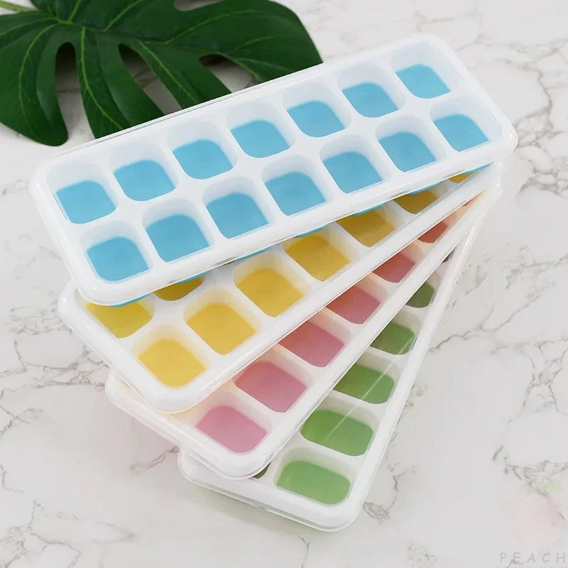 Clarify.pk 14 grid silicone ice cube mold set with colorful flexible trays for ice making