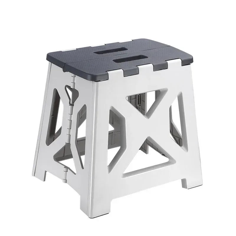 Clarify.pk plastic foldable chair for home use with black seat and white frame folding stool