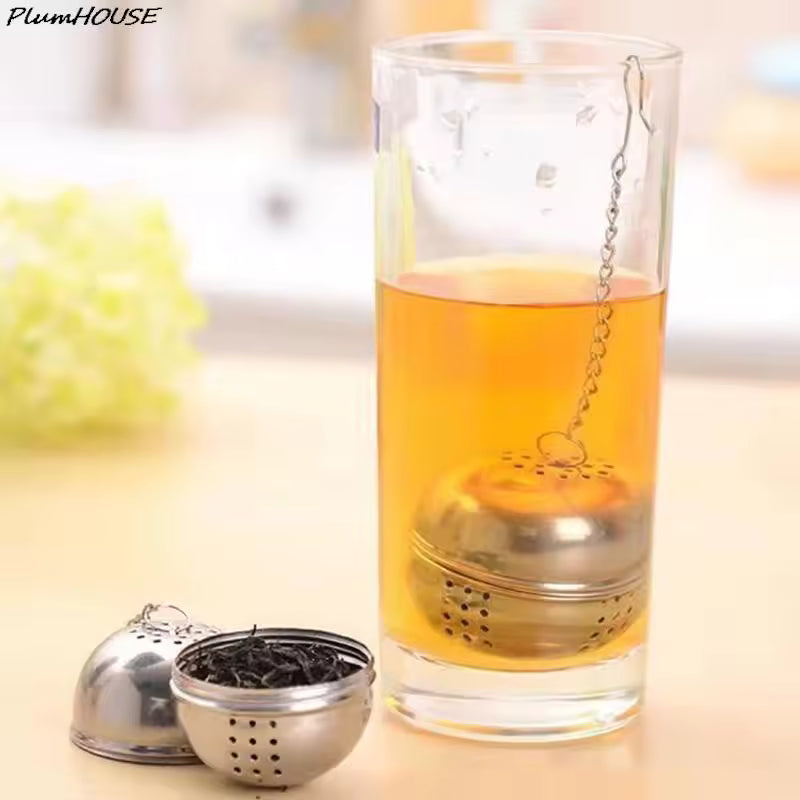 Tea leaves diffuser ball stainless steel infuser steeping loose tea in glass cup