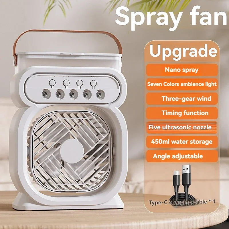 Clarify.pk 3 in 1 air conditioner water mist fan with nano spray and seven colors ambience light