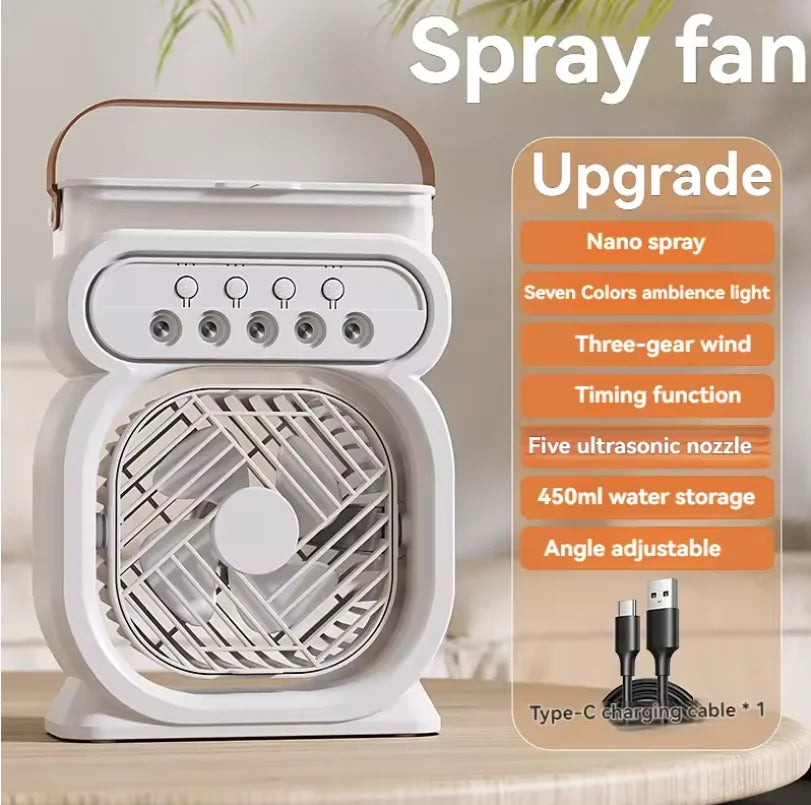 Clarify.pk water mist fan with 3 in 1 air conditioner features including nano spray and adjustable angle