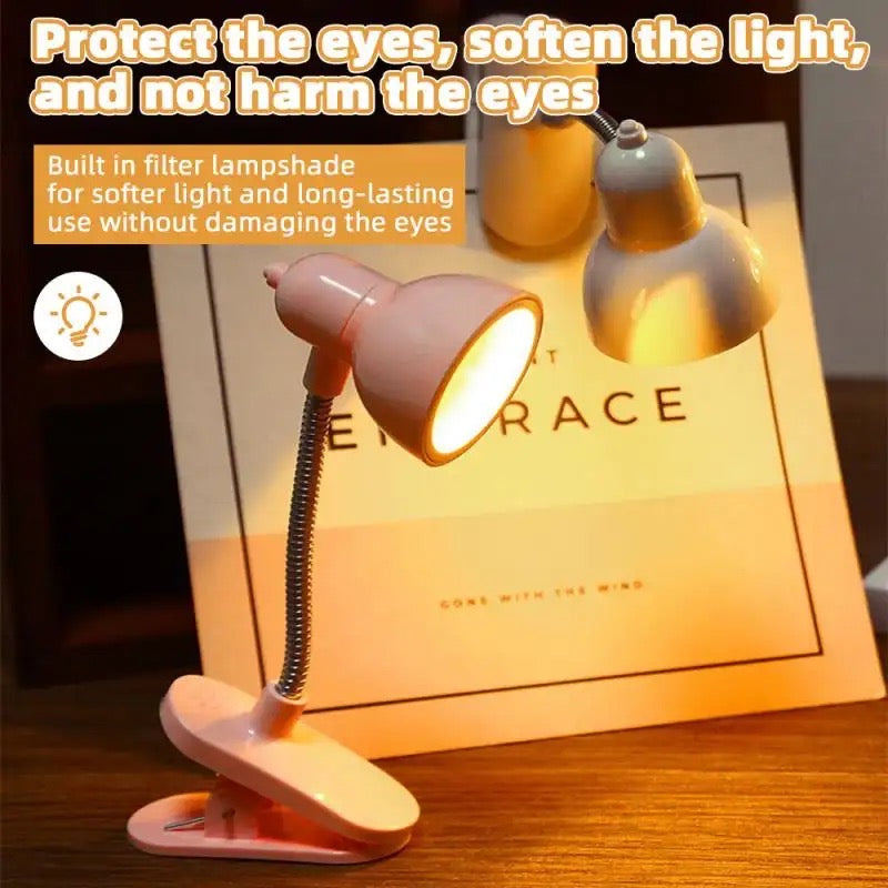 Clarify.pk pink portable book reading light with clip and flexible neck for soft eye-friendly lighting
